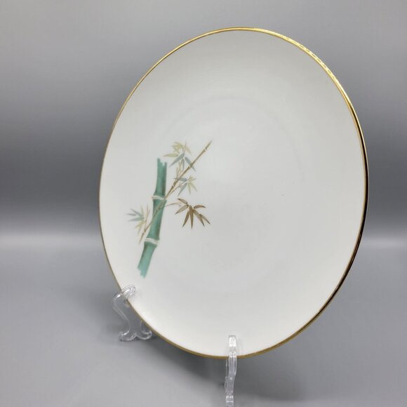 Vtg Noritake Japan Oriental Bamboo Design Dinner Plates Set Of 2 Gold Trim 10.5" - Picture 6 of 10